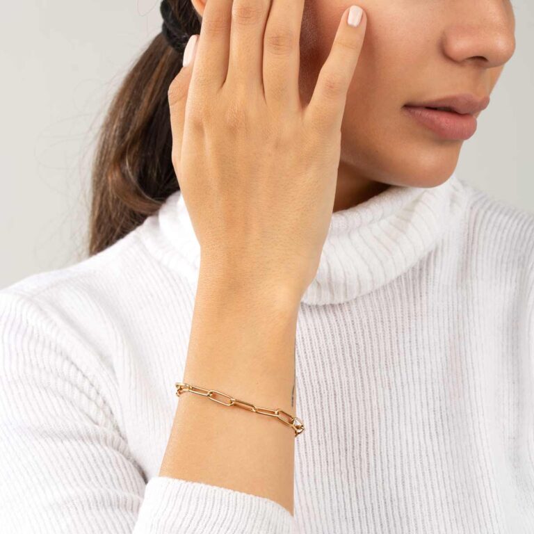 دستبند زنجیری طلا کادنا و قفل دایره