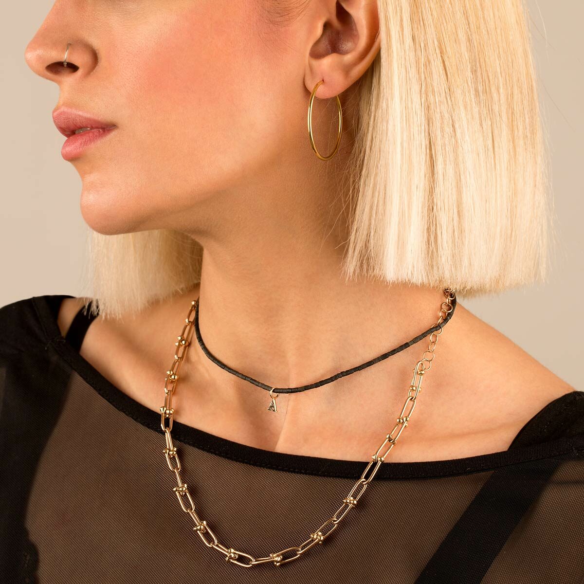 گردنبند طلا سنگی حرف A