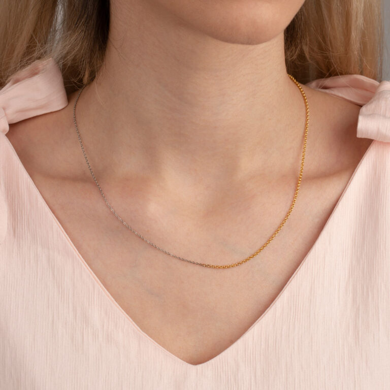 گردنبند زنجیری طلا رولو و فلامینگو