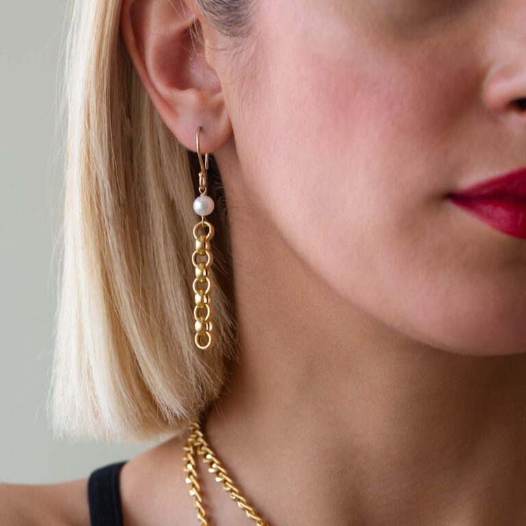 گوشواره طلا رولو و مروارید