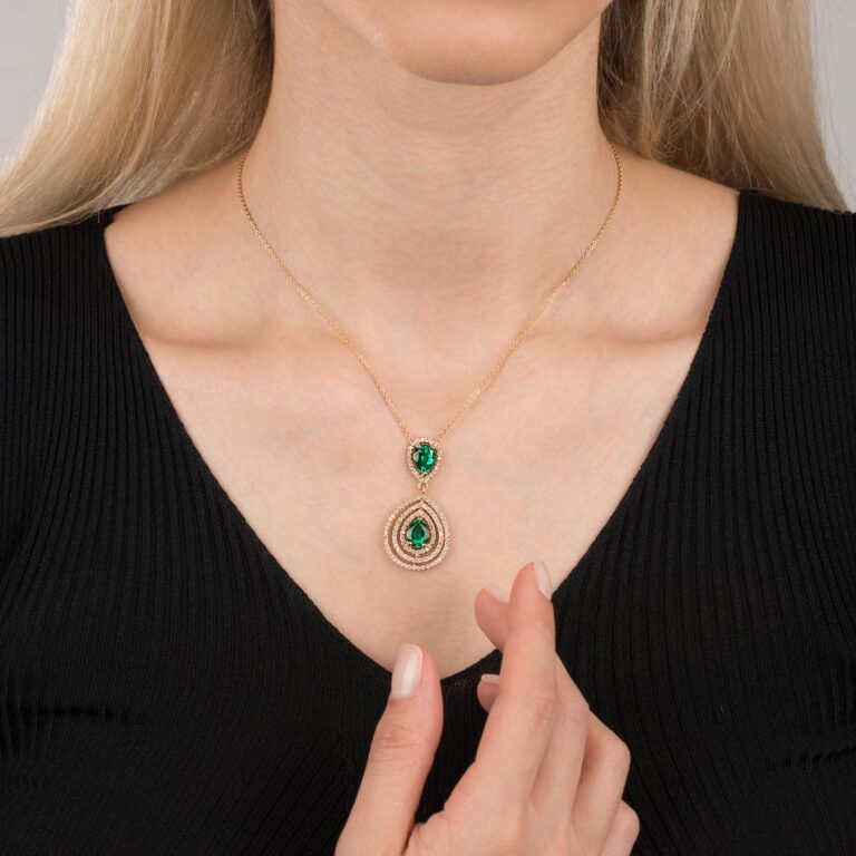 گردنبند طلا اشک سبز