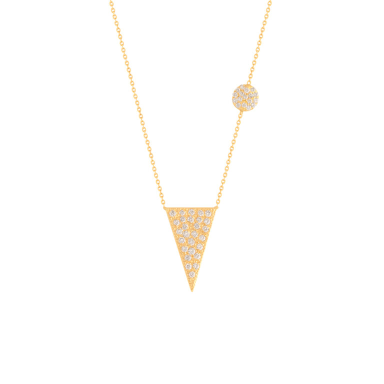 گردنبند طلا مثلث و دایره نگین برلیان