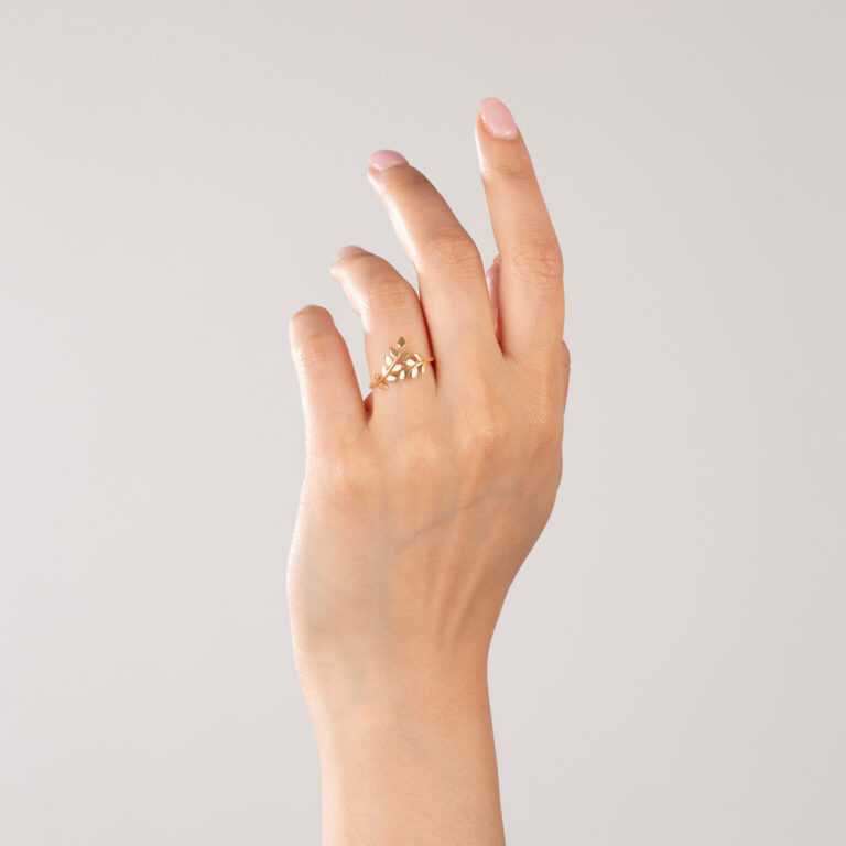 انگشتر طلا برگ زیتون بزرگ