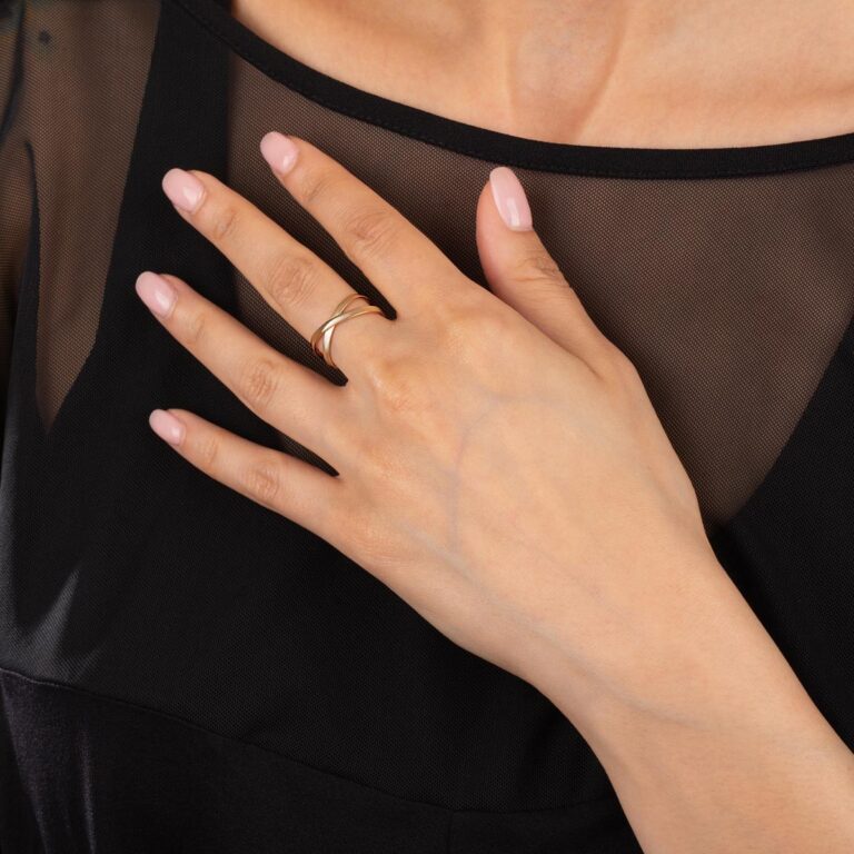 انگشتر طلا دو رینگ ضربدری