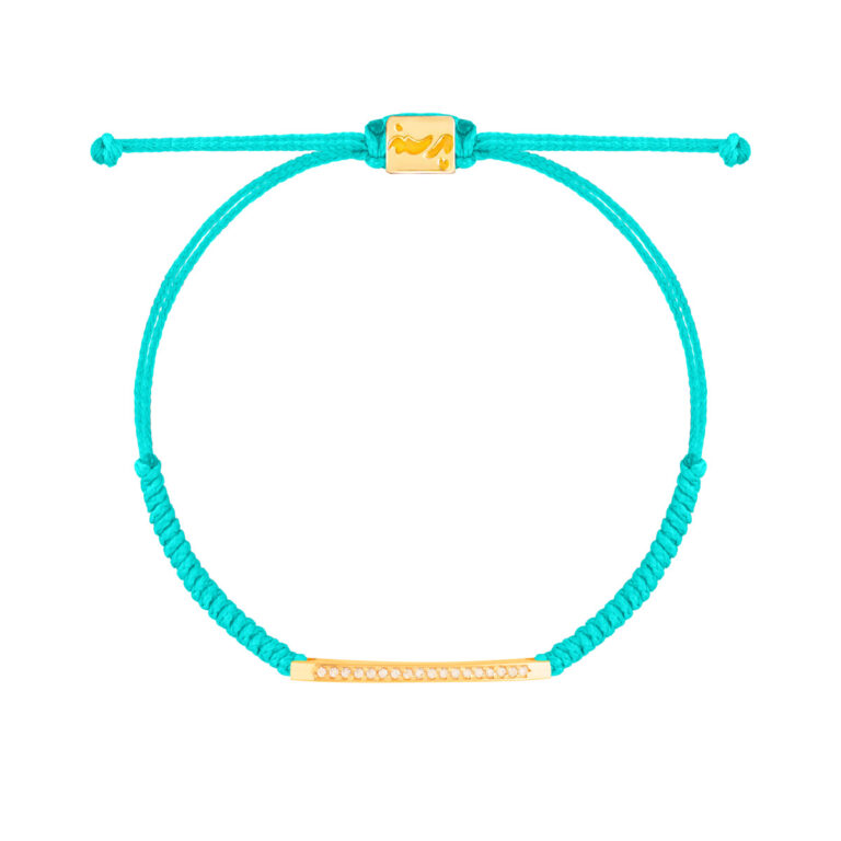 دستبند طلا بافت فیروزه ای دوستی
