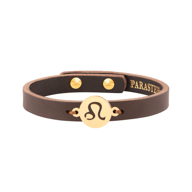 دستبند طلا چرمی ساده نماد ماه مرداد