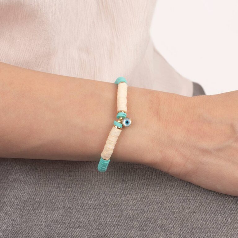 دستبند طلا سنگی گوی و چشم فیمو