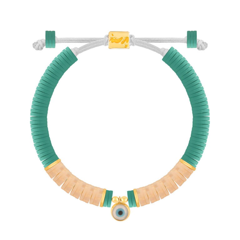 دستبند طلا سنگی گوی و چشم فیمو