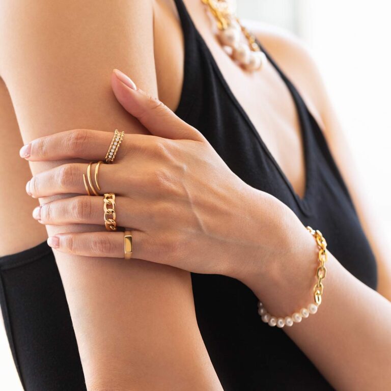 دستبند طلا هرمس و مروارید