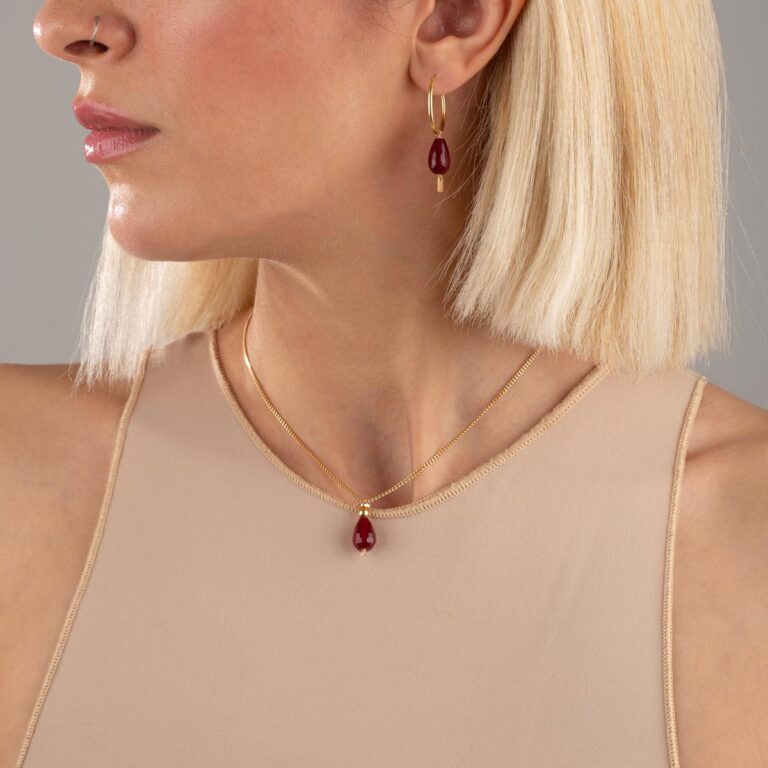 گوشواره طلا اشک قرمز