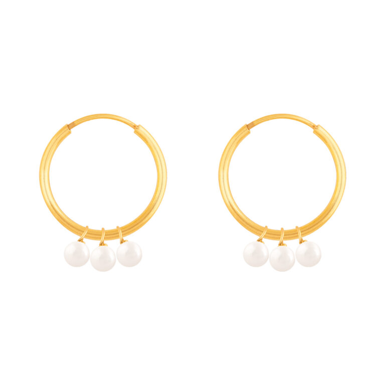 گوشواره طلا حلقه و آویز مروارید