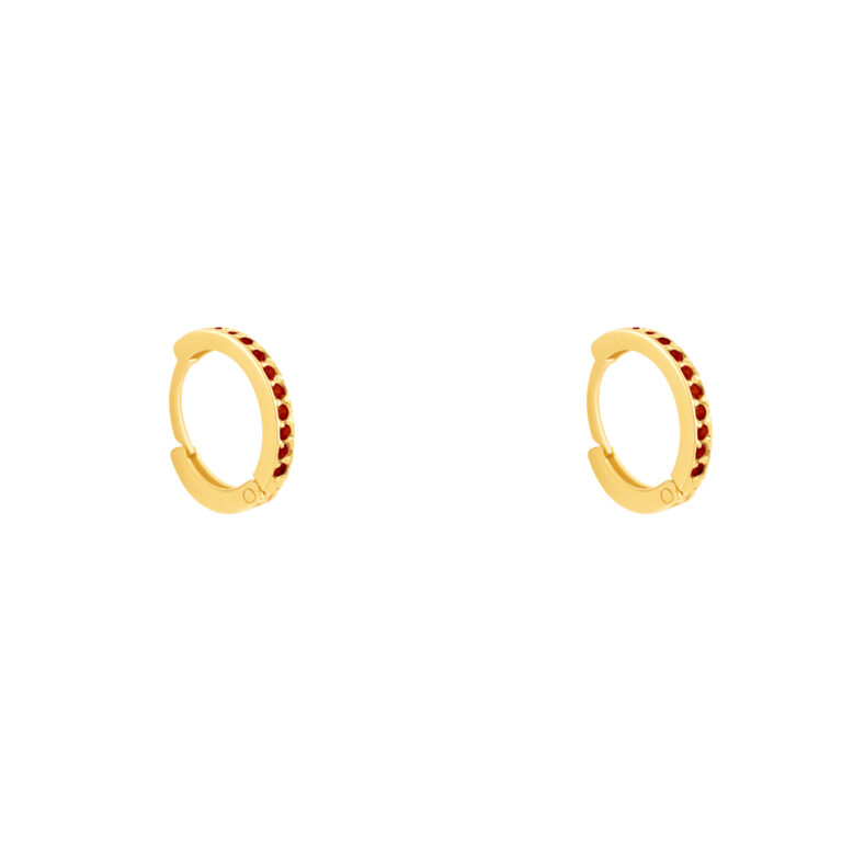 گوشواره طلا حلقه نگین دار نارنجی