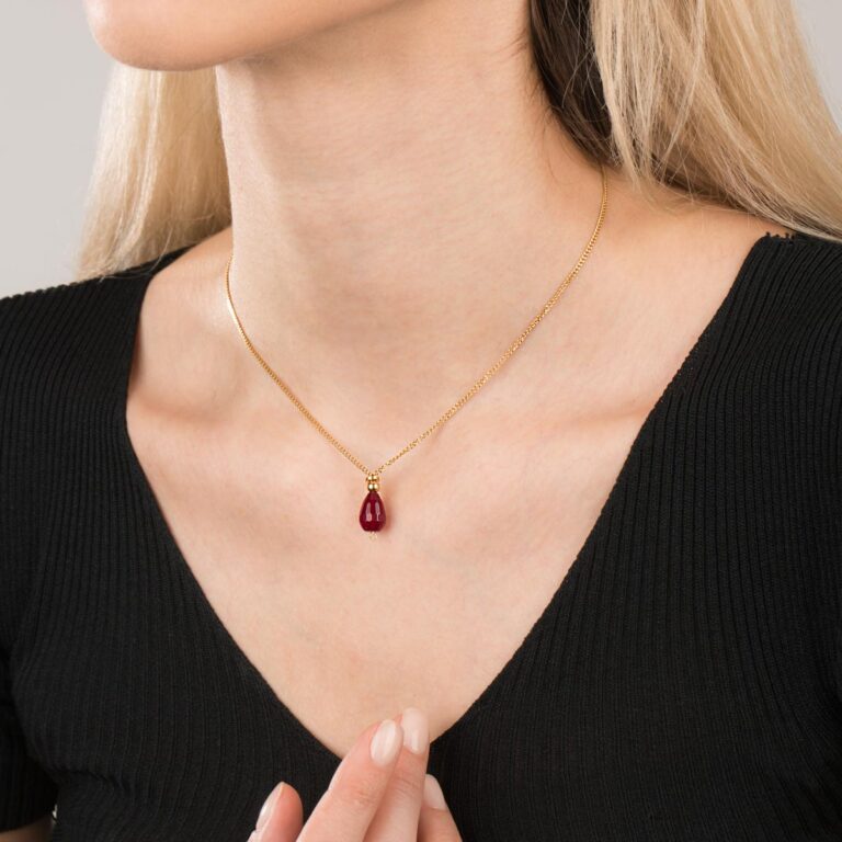گردنبند طلا اشک قرمز