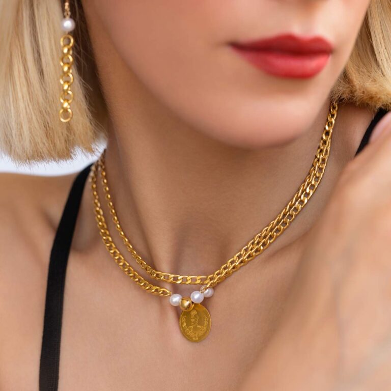 گردنبند طلا گوی و مروارید کارتیه