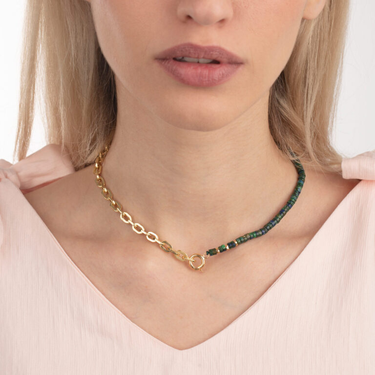 گردنبند طلا سنگی هرمس و لاجورد