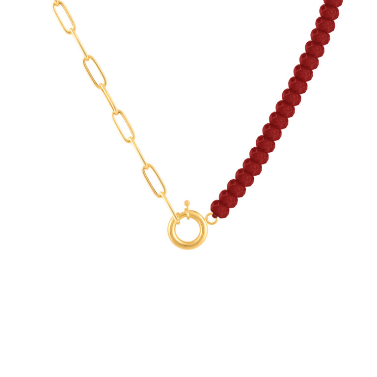 گردنبند طلا کادنا و جید قرمز