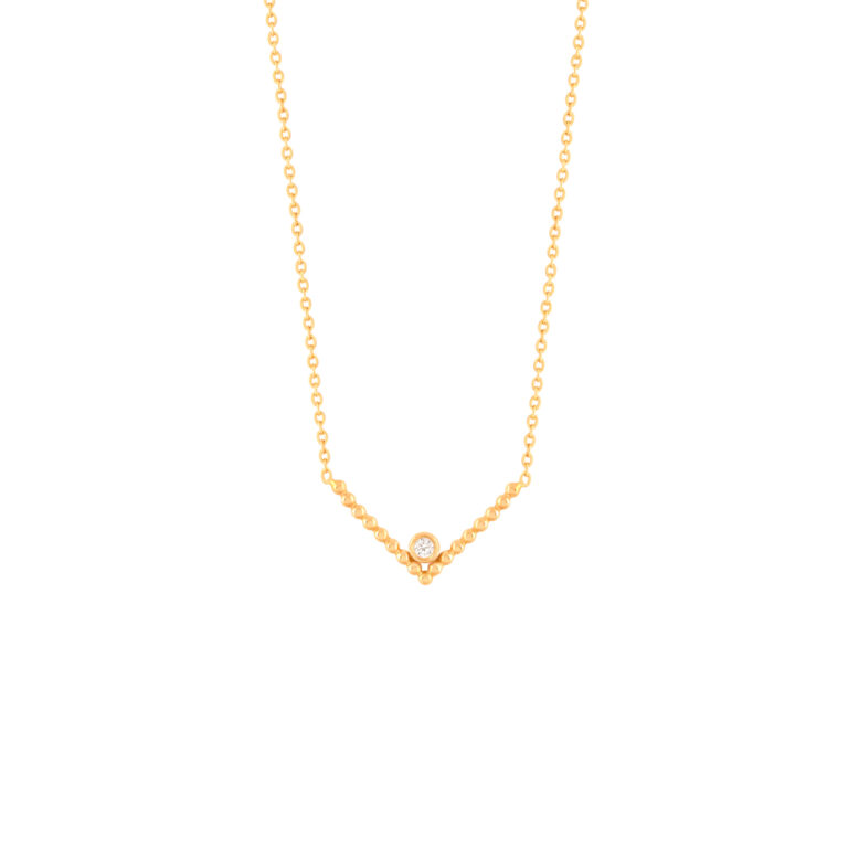 گردنبند طلا V توپی و نگین لونا