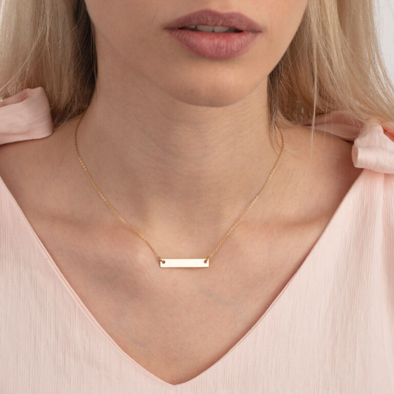 گردنبند طلا مستطیل حکاکی