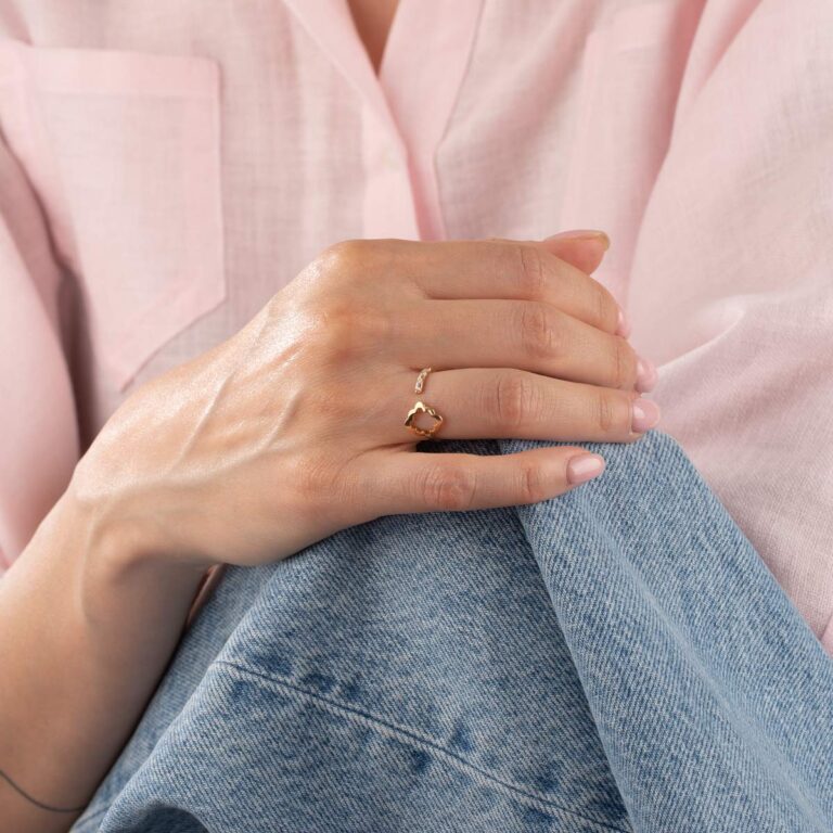 انگشتر طلا اسلیمی و نگین باگت