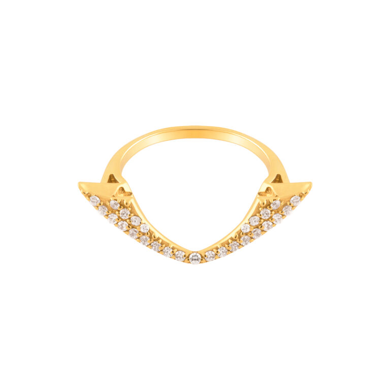 انگشتر طلا V بزرگ نگین دار