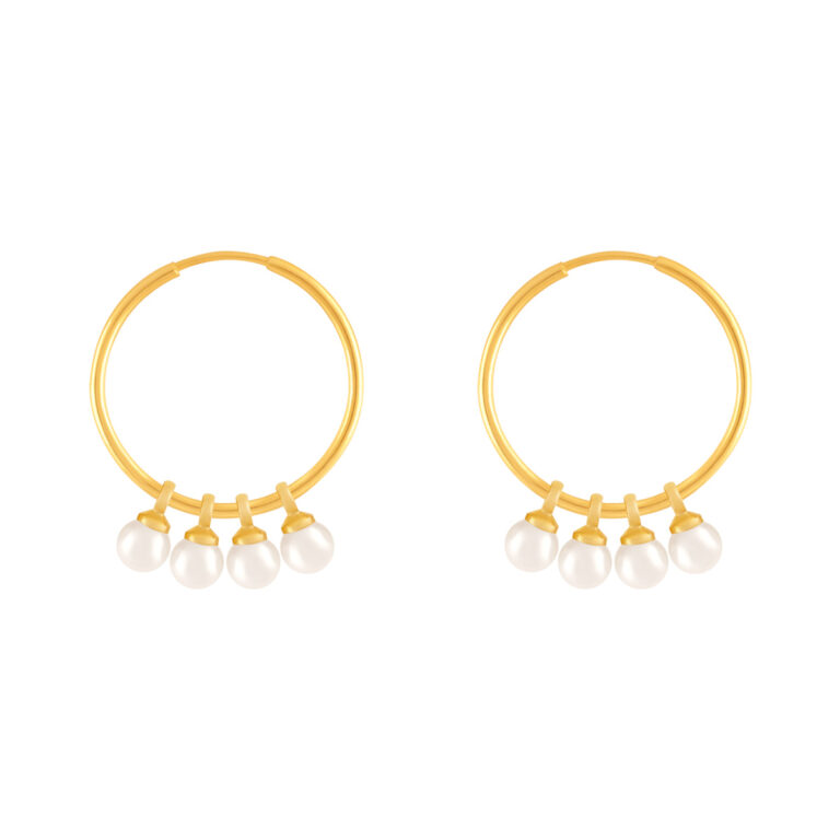 گوشواره طلا حلقه و چهار آویز مروارید