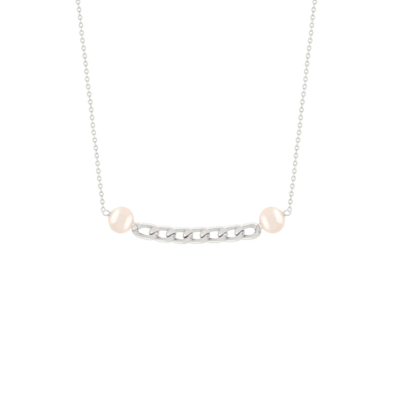 گردنبند طلا سفید کارتیه و دو مروارید