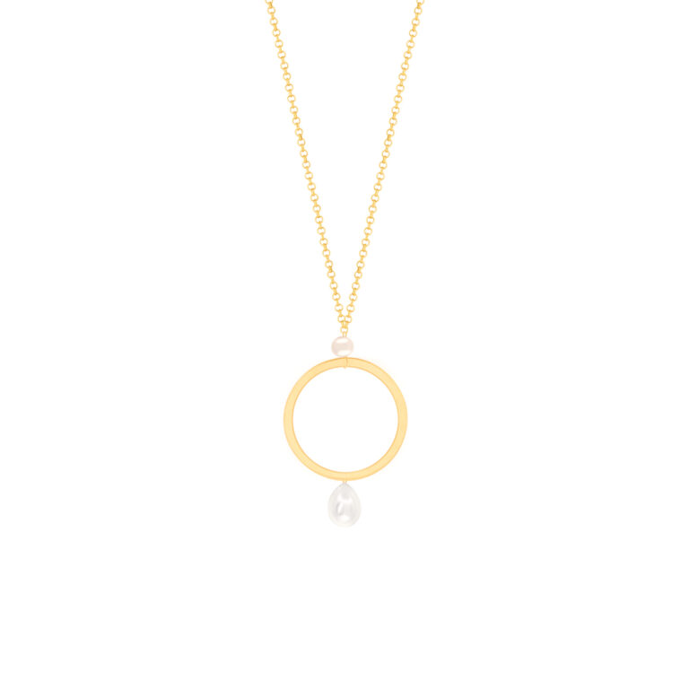 گردنبند طلا دایره و مروارید