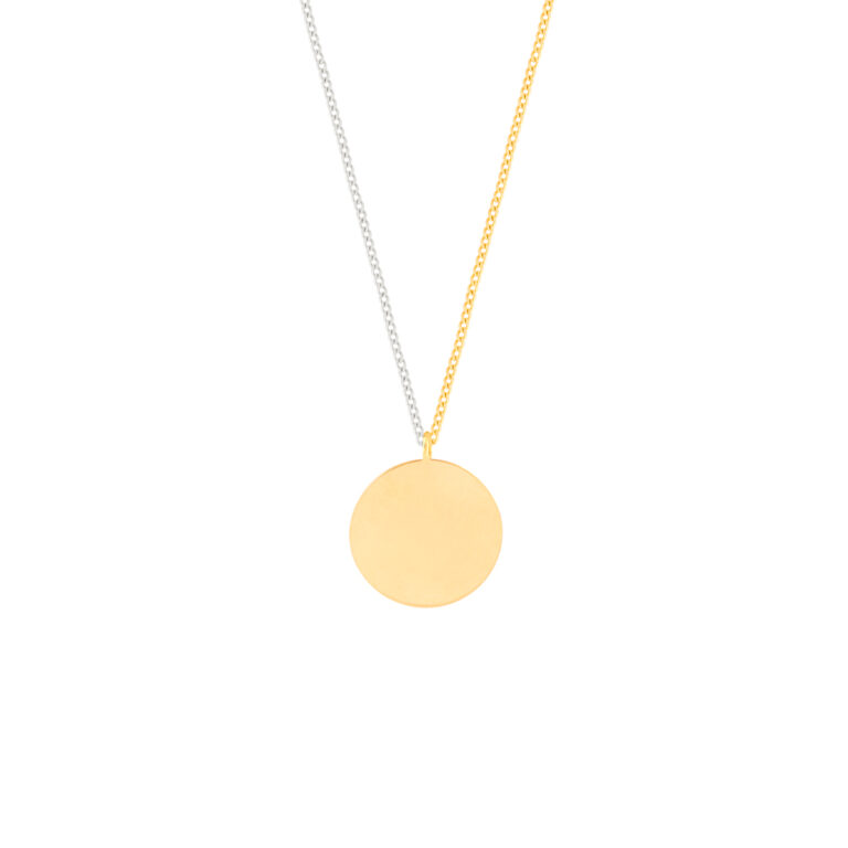 گردنبند طلا دایره حکاکی بزرگ و کارتیه