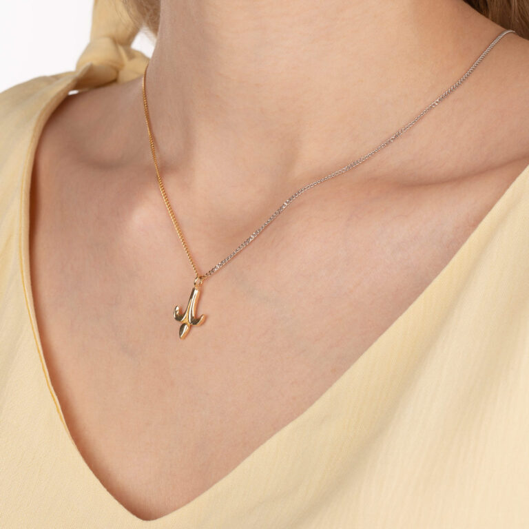 گردنبند طلا خنجر و کارتیه دو رنگ