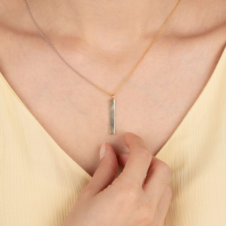 گردنبند طلا پلیت و رولو دو رنگ