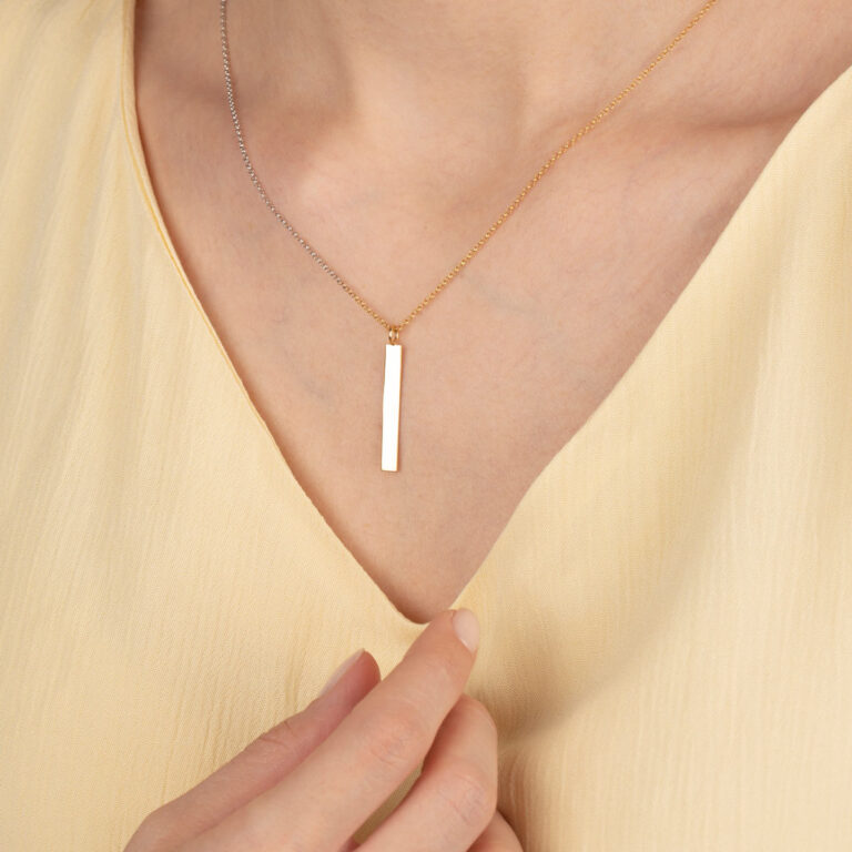 گردنبند طلا پلیت و رولو دو رنگ