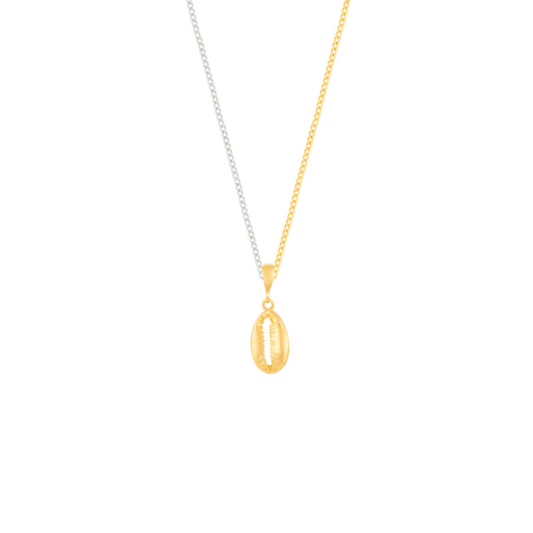 گردنبند طلا صدف و کارتیه دو رنگ