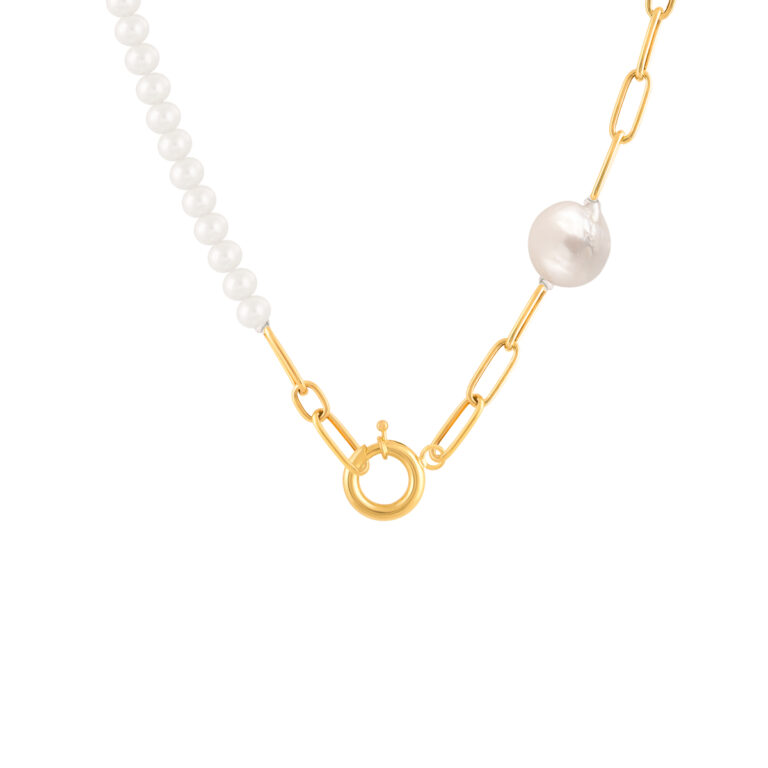 گردنبند طلا سنگی ایرا و مروارید بزرگ