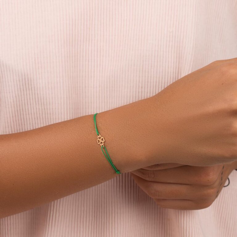دستبند طلا بافت سبز شبدر