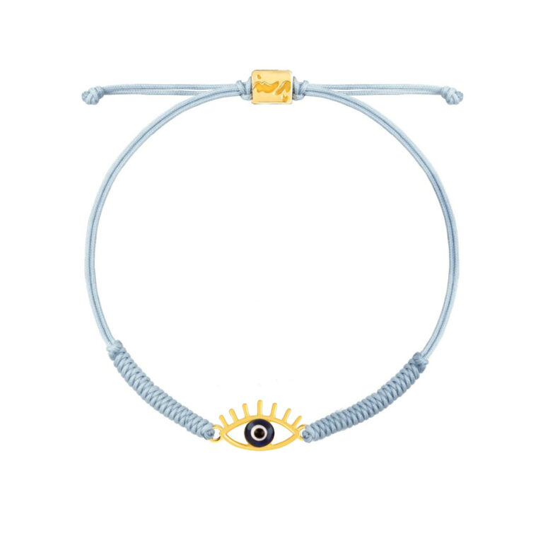دستبند طلا بافت آبی روشن چشم