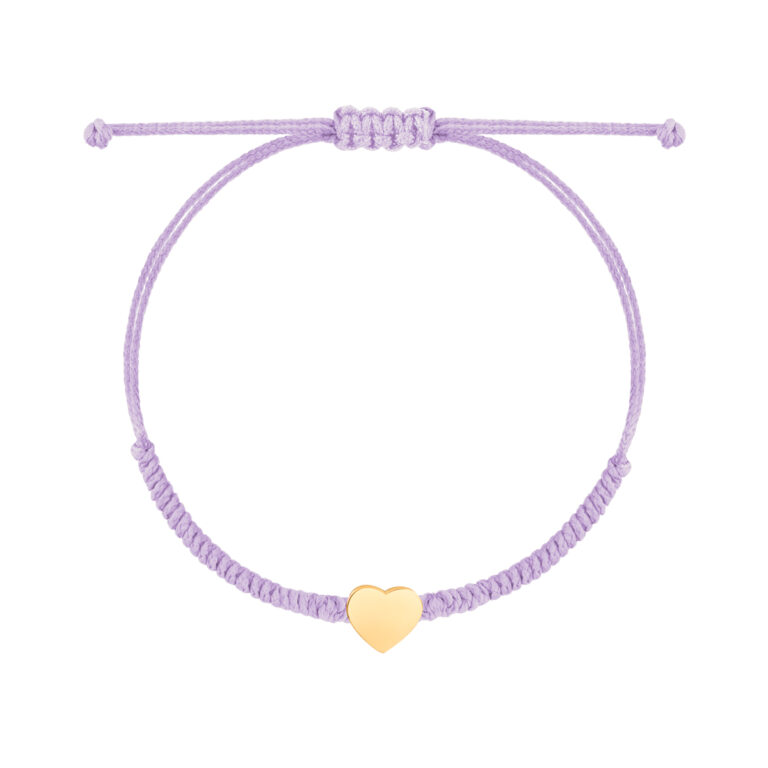 دستبند طلا بافت بنفش قلب