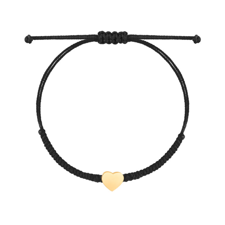 دستبند طلا بافت مشکی قلب
