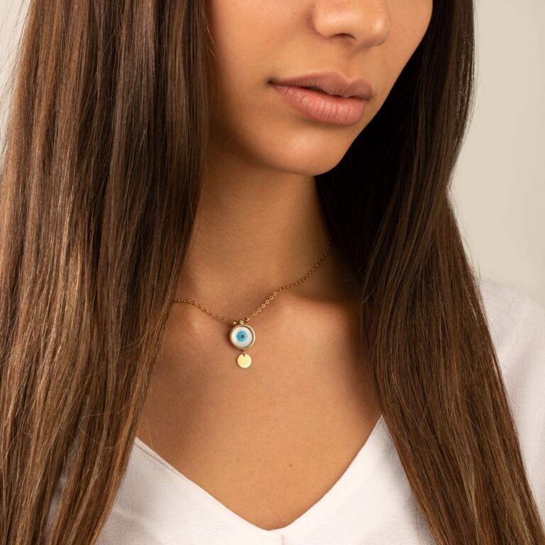 گردنبند طلا چشم دایره و پولک