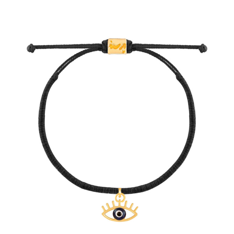 دستبند طلا بافت مشکی چشم