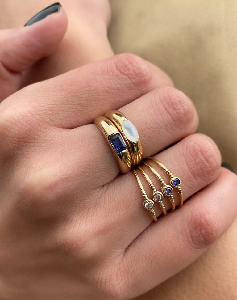 انگشتر طلا تک نگین بنفش لونا - تصویر 5