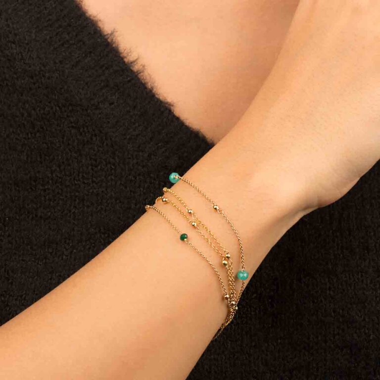 دستبند طلا گوی آملیا سبز