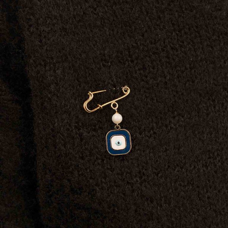 سنجاق سینه قفلی طلا چشم نظر مربع