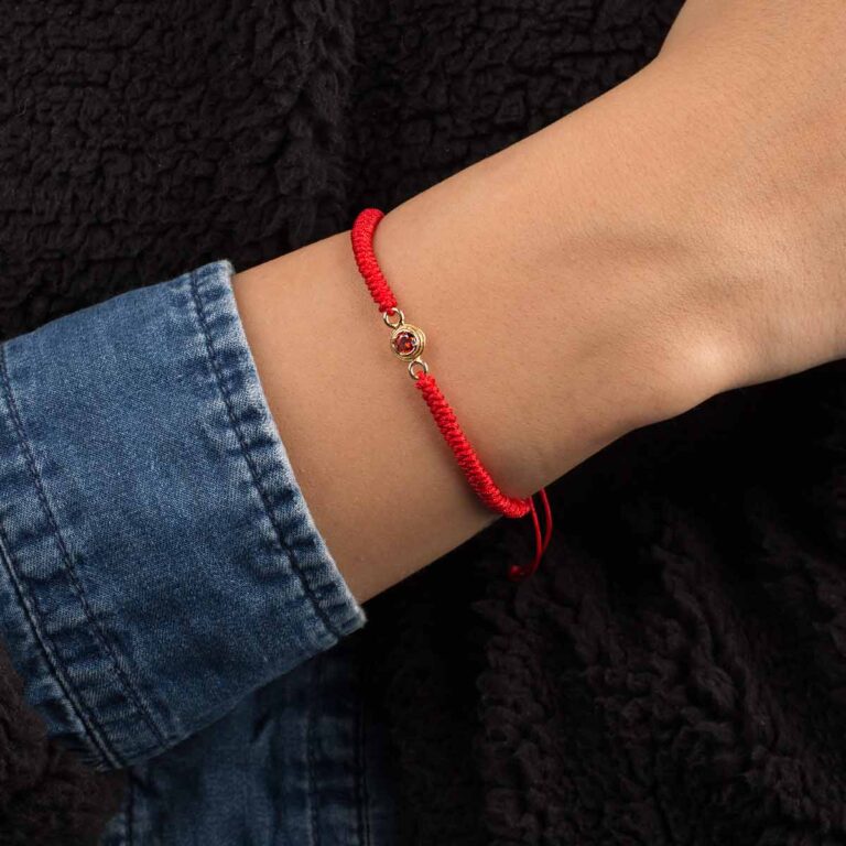 دستبند طلا بافت نورا قرمز