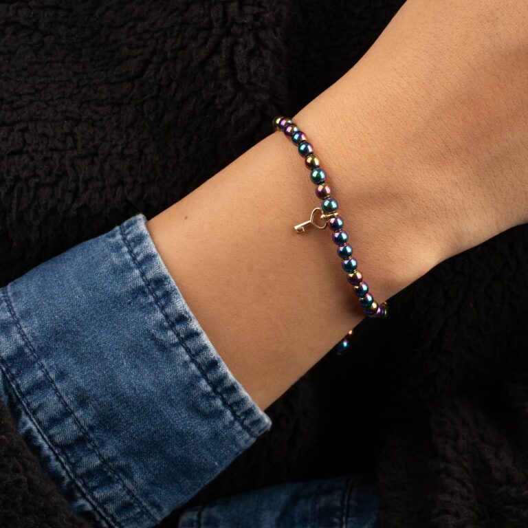 دستبند طلا سنگی کلید قلب