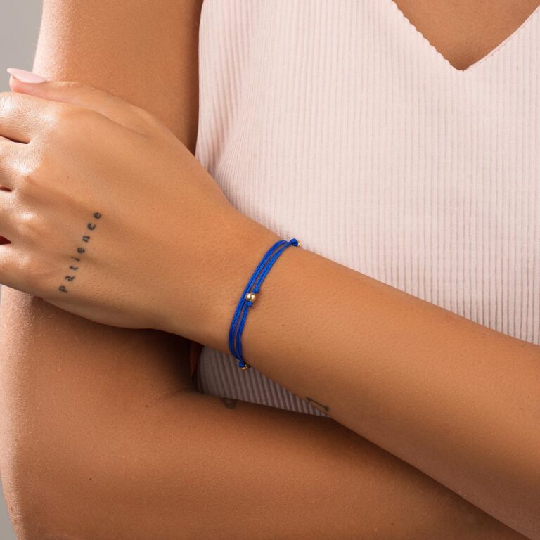 دستبند طلا سه گوی بافت آبی