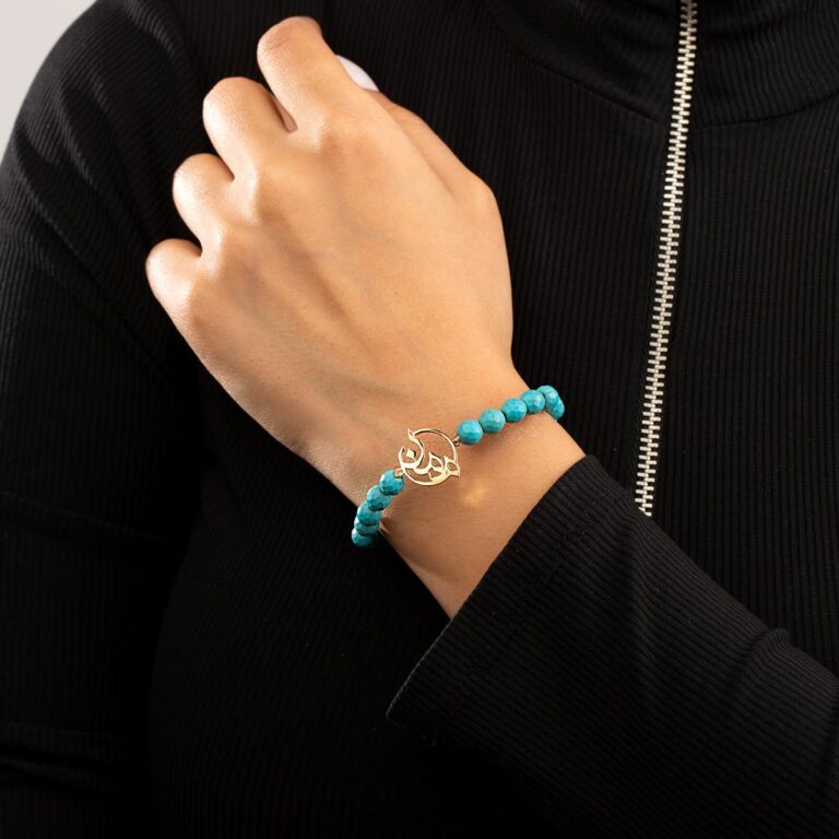 دستبند طلا سنگی فیروزه مامان