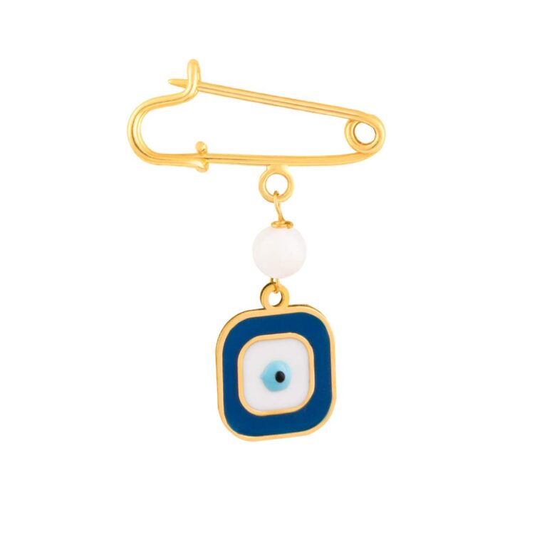 سنجاق سینه قفلی طلا چشم نظر مربع