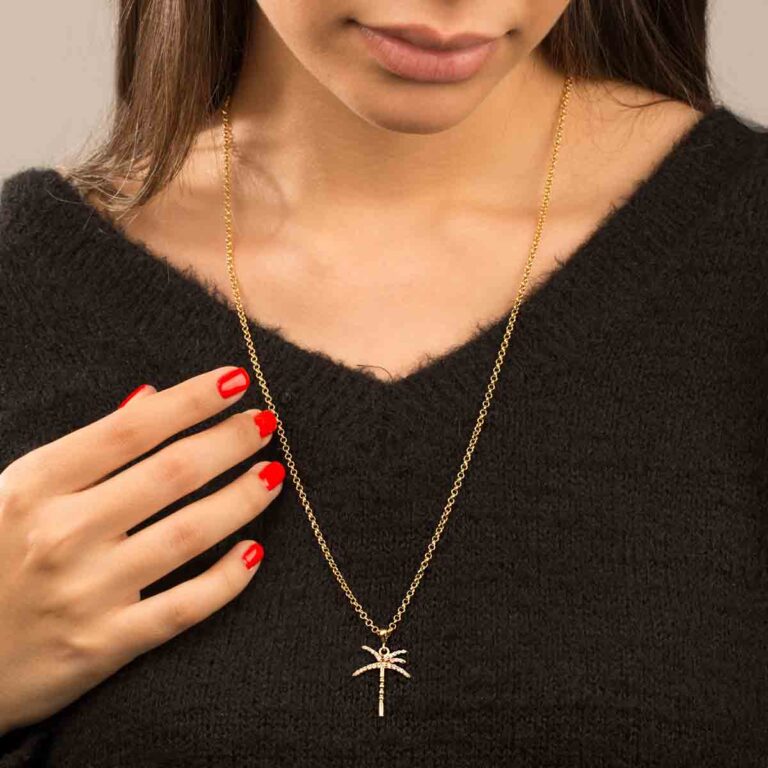 گردنبند طلا نخل نگین دار