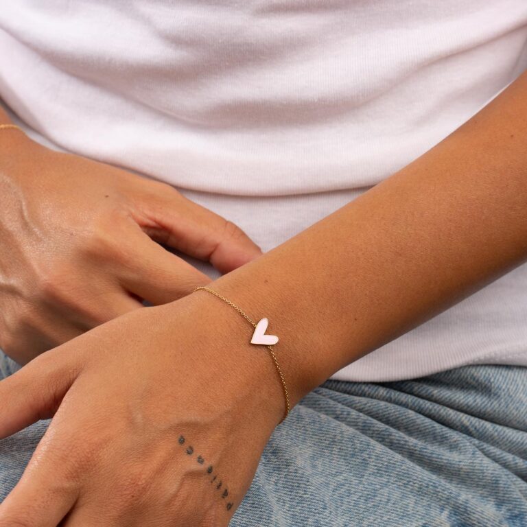 دستبند طلا سفید مینا کاری