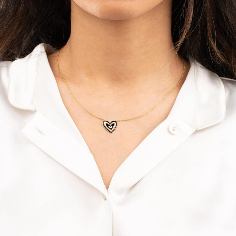 گردنبند طلا 2رنگ مشکی مینا کاری